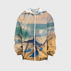 Куртка с капюшоном детская Тралалеро тралала мем, цвет: 3D-белый