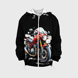 Куртка с капюшоном детская Red Moto, цвет: 3D-белый