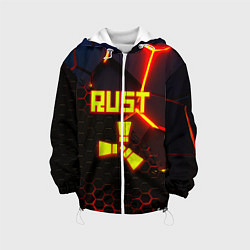 Куртка с капюшоном детская Rust hexagon краски, цвет: 3D-белый