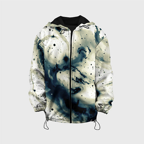 Детская куртка Бежевый и тёмно-синий космическая абстракция / 3D-Черный – фото 1