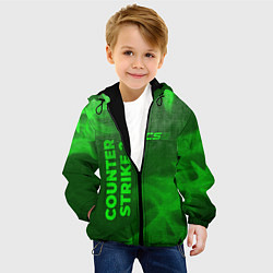 Куртка с капюшоном детская Counter Strike 2 - green gradient вертикально, цвет: 3D-черный — фото 2
