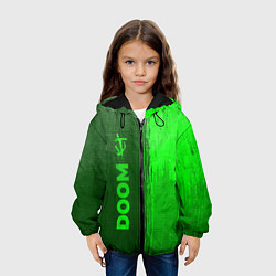 Куртка с капюшоном детская Doom - green gradient по-вертикали, цвет: 3D-черный — фото 2