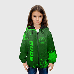 Куртка с капюшоном детская Saab - green gradient вертикально, цвет: 3D-черный — фото 2