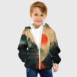 Куртка с капюшоном детская Старый Японский монастырь, цвет: 3D-белый — фото 2