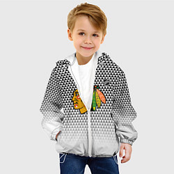 Куртка с капюшоном детская Чикаго Блэкхокс - геометрический паттерн с градиен, цвет: 3D-белый — фото 2