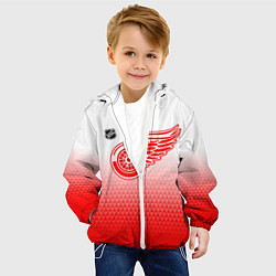 Куртка с капюшоном детская Детройт Ред Уингз - красно белый градиент, цвет: 3D-белый — фото 2