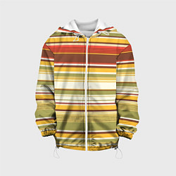 Куртка с капюшоном детская Горизонтальные полосы, цвет: 3D-белый