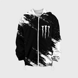 Куртка с капюшоном детская Monster energy краски штрихи белые, цвет: 3D-белый