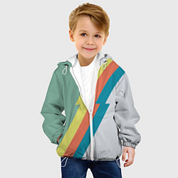 Куртка с капюшоном детская Рок молния Боуи весенняя палитра, цвет: 3D-белый — фото 2