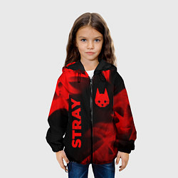 Куртка с капюшоном детская Stray - red gradient вертикально, цвет: 3D-черный — фото 2