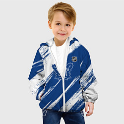 Куртка с капюшоном детская Торонто Мейпл Лифс - брызги синей краски, цвет: 3D-белый — фото 2