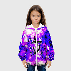 Куртка с капюшоном детская Doom неоновый огонь лого, цвет: 3D-белый — фото 2