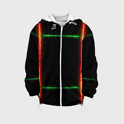 Куртка с капюшоном детская Color green orange lines, цвет: 3D-белый