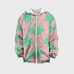 Куртка с капюшоном детская Palm turquoise pink, цвет: 3D-белый