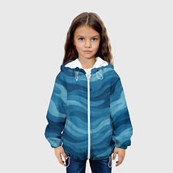 Куртка с капюшоном детская Камуфляжные синие волны, цвет: 3D-белый — фото 2
