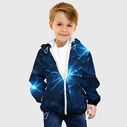 Куртка с капюшоном детская Синий камуфляж со вспышками, цвет: 3D-белый — фото 2