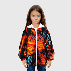 Куртка с капюшоном детская Абстрактная текстура рыжего пламени, цвет: 3D-белый — фото 2