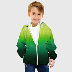 Куртка с капюшоном детская Градиент укропное зеленое омбре, цвет: 3D-белый — фото 2