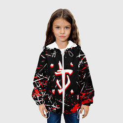 Куртка с капюшоном детская Doom краски штрихи, цвет: 3D-белый — фото 2