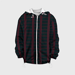 Куртка с капюшоном детская Color dark cage red stripes, цвет: 3D-белый