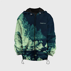 Куртка с капюшоном детская Dream on стилизованный скалистый берег, цвет: 3D-черный