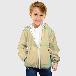 Куртка с капюшоном детская Color beige green stripes, цвет: 3D-белый — фото 2
