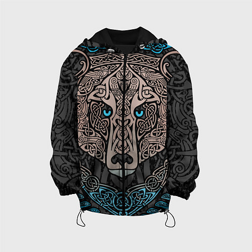 Детская куртка Медведь в виде древнего орнамента символов / 3D-Черный – фото 1