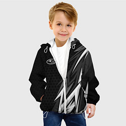Куртка с капюшоном детская Subaru - монохромный черный, цвет: 3D-белый — фото 2