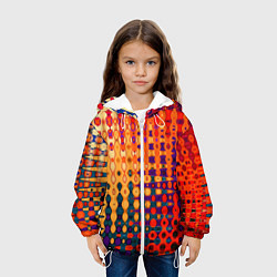 Куртка с капюшоном детская Красно-жёлтый абстракция, цвет: 3D-белый — фото 2