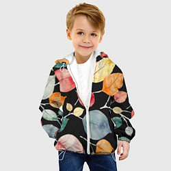 Куртка с капюшоном детская Разноцветные акварельные листья на чёрном, AI, цвет: 3D-белый — фото 2