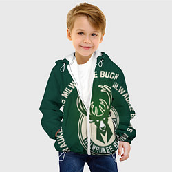 Куртка с капюшоном детская Milwaukee Bucks надпись, цвет: 3D-белый — фото 2