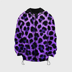 Куртка с капюшоном детская Леопардовый фиолетовый, цвет: 3D-черный