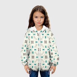 Куртка с капюшоном детская Узорчатый паттерн в квадратных ячейках, цвет: 3D-белый — фото 2