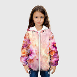 Куртка с капюшоном детская Нежный розовый цветочный с золотистым свечением, цвет: 3D-белый — фото 2