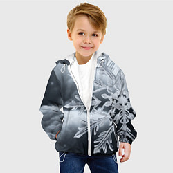 Куртка с капюшоном детская Снежинка на черно белое, цвет: 3D-белый — фото 2