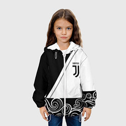 Куртка с капюшоном детская Ювентус геометрия полосы текстура, цвет: 3D-белый — фото 2