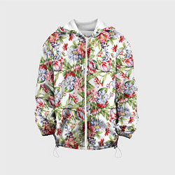 Куртка с капюшоном детская Цветы, цвет: 3D-белый