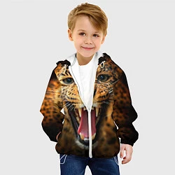 Куртка с капюшоном детская Рык леопарда, цвет: 3D-белый — фото 2