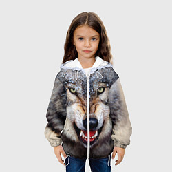 Куртка с капюшоном детская Взгляд волка, цвет: 3D-белый — фото 2