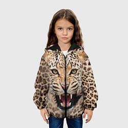 Куртка с капюшоном детская Взгляд леопарда, цвет: 3D-черный — фото 2
