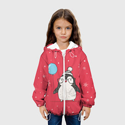 Куртка с капюшоном детская Влюбленная пингвинка, цвет: 3D-белый — фото 2