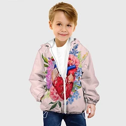 Куртка с капюшоном детская Цветочное сердце, цвет: 3D-белый — фото 2