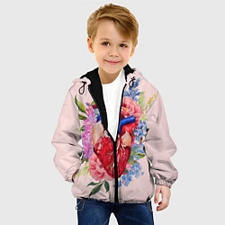 Куртка с капюшоном детская Цветочное сердце, цвет: 3D-черный — фото 2