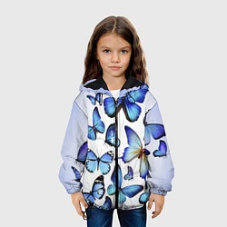Куртка с капюшоном детская Голубые бабочки, цвет: 3D-черный — фото 2