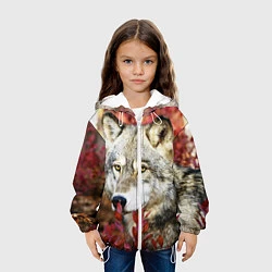 Куртка с капюшоном детская Волк в кустах, цвет: 3D-белый — фото 2