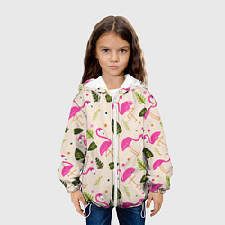 Куртка с капюшоном детская Нежный фламинго, цвет: 3D-белый — фото 2