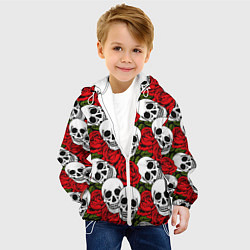 Куртка с капюшоном детская Черепа в розах, цвет: 3D-белый — фото 2