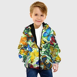 Куртка с капюшоном детская Тропические бабочки, цвет: 3D-черный — фото 2