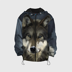 Куртка с капюшоном детская Зимний волк, цвет: 3D-черный