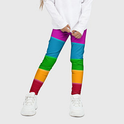 Леггинсы для девочки Разноцветные полоски, цвет: 3D-принт — фото 2